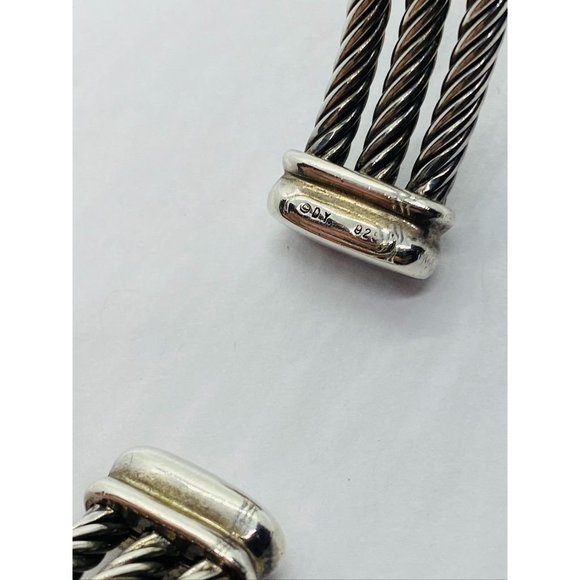 David Yurman Cable Sterling Silver Black Onyx Hematite & Diamond  Confetti Cuff - Picture 14 of 14